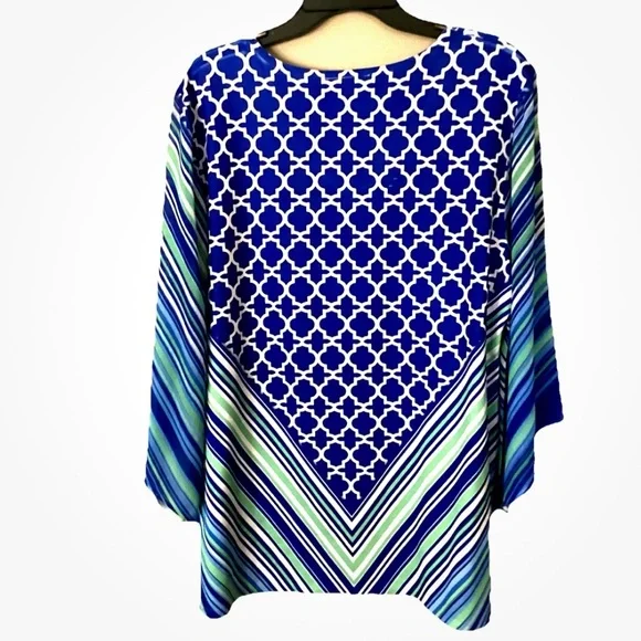 JM Collection Womens pullover V-neck Blouse beaded Size Large Adjustable - Picture 2 of 15